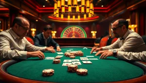 Rasakan permainan poker yang mendebarkan di obraltoto, menampilkan chip beraneka warna dan kartu yang elegan dalam suasana mewah.