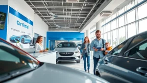 Rent a car Chisinau: modern car rental office with happy customers and helpful staff.