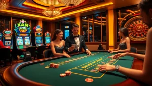 Experience winning strategies at XX88's luxurious baccarat table in an immersive casino setting.