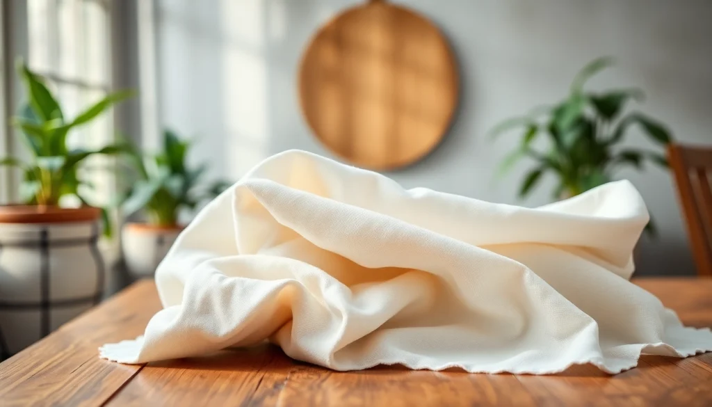 Bekijk katoen stof liggend op een houten tafel met gedetailleerde texturen.