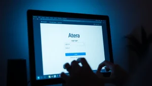 Atera login interface showing secure login fields with a user preparing to sign in.