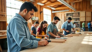 Students practicing skills at hawaii trade schools in a bright, engaging workshop setting.