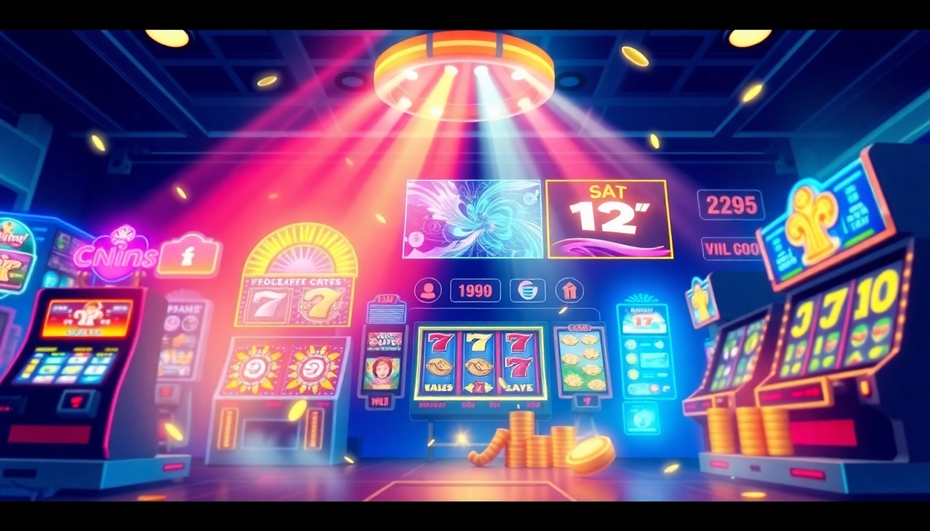 Vibrant illustration of Kode4d online gaming experience featuring colorful slot games.