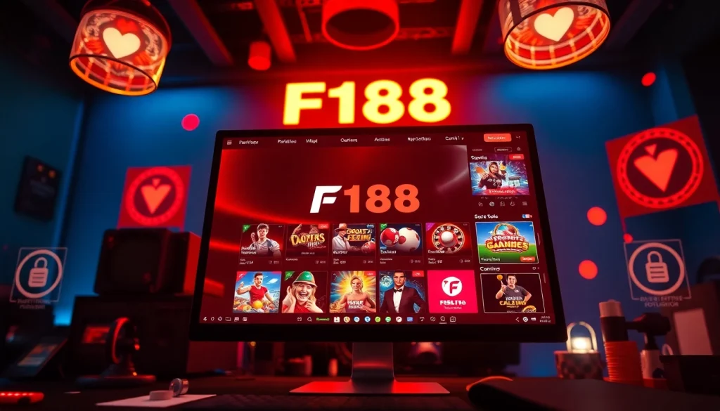 Engaging online gambling experience with the brand F168 showcasing casino games, sports betting, and a secure interface.
