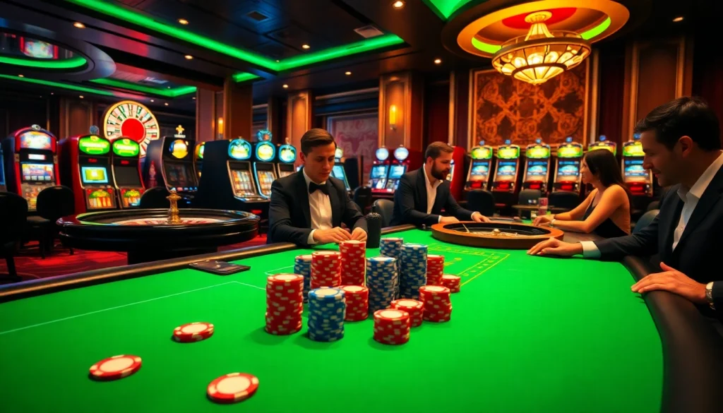 Experience the thrill of high-stakes poker at W88 casino with vibrant chips and elegant players.