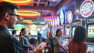 Jalankan permainan slot Istana777 dengan suasana kasino gemerlap dan keramaian yang menggembirakan.