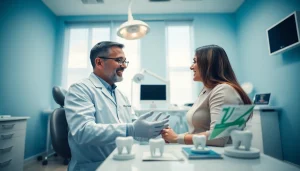 Dentist consulting with a patient about dental implant Malaysia price in a professional clinic.