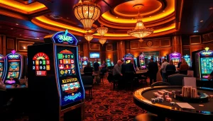 Engaging scene of players enjoying slot bet kecil experiences in a luxurious casino setting.