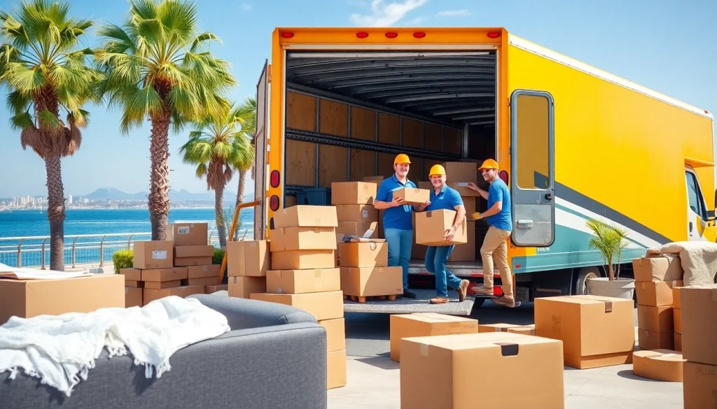 San Diego Moving Company team efficiently loading a moving truck in sunny San Diego.