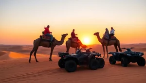 Marrakech camel ride and quad biking at sunset in the Agafay Desert.
