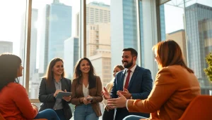 Empowering business coach los Angeles leading a vibrant strategy session in a modern office.