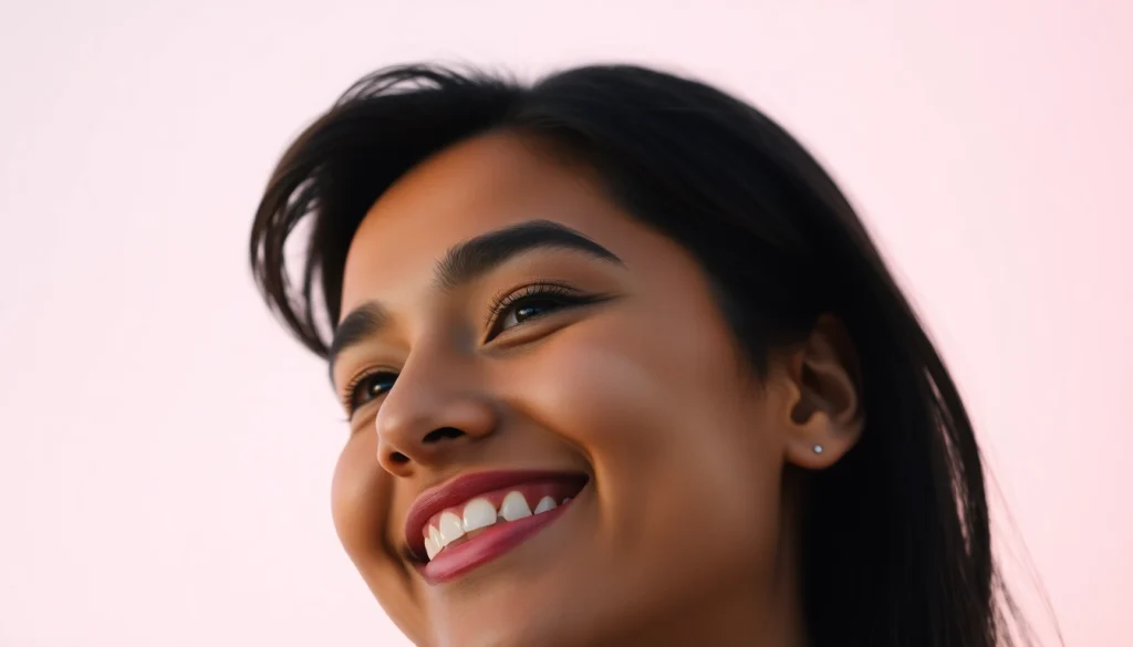 Stunning whatsapp profile photo creation with vibrant gradient background and smiling individual.