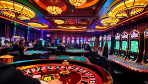 Experience an exhilarating night at Haywin casino with vibrant slot machines and exciting gaming tables.