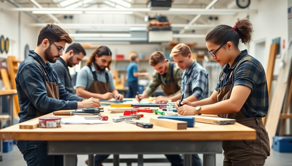 Engaged students at a Trade School knoxville Tn demonstrating hands-on skills in a vibrant classroom setting.