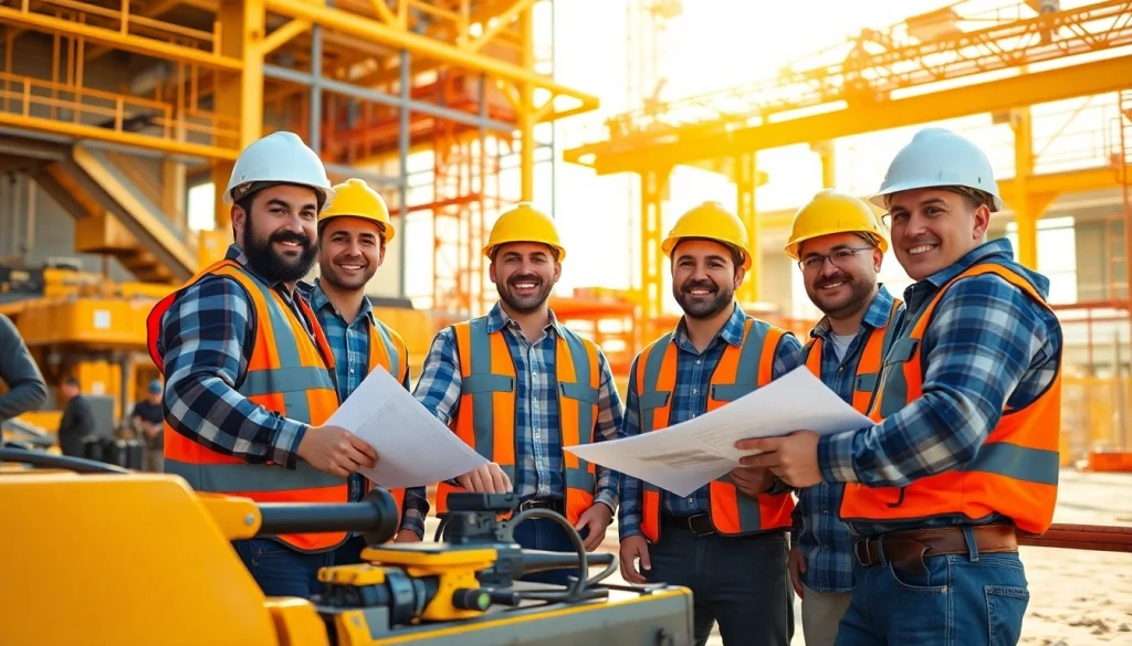Construction collaboration scene featuring the southern california contractors association members engaged in project planning.