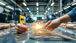 Wire Manufacturer artisans expertly crafting high-quality wires in a bright workshop.