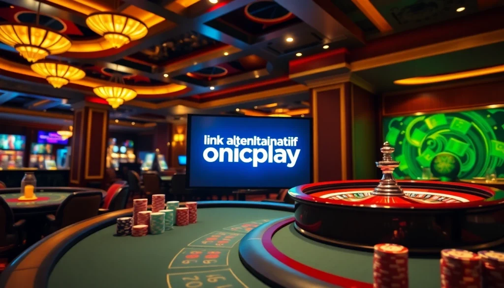 Engaging scene at a casino showcasing link alternatif onicplay with tables and chips.