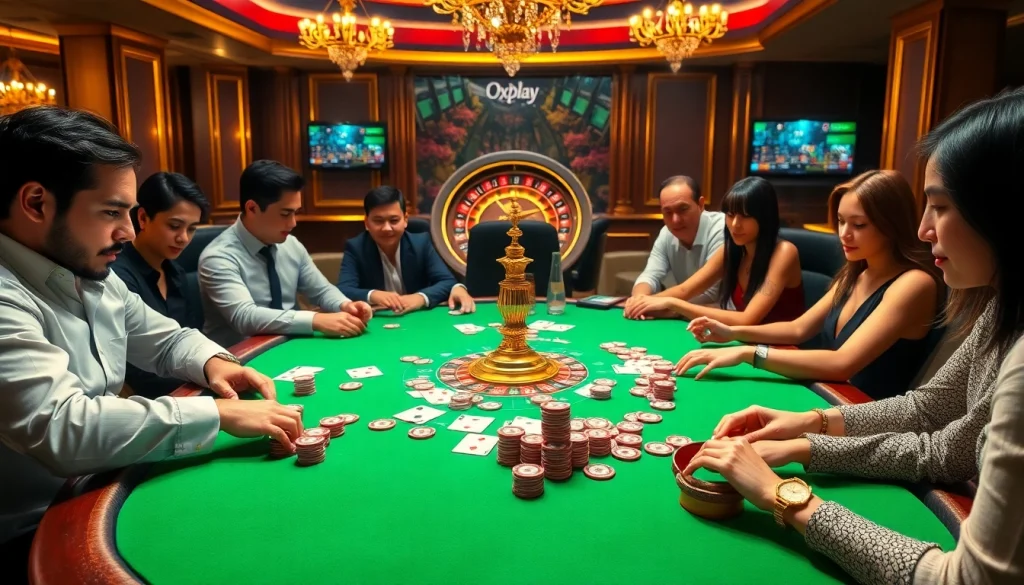 Experience the excitement of oxplay login with vibrant casino action at a luxurious poker table.