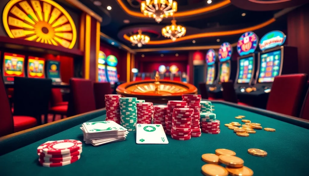 Enjoy an exciting gaming session at Haywin featuring poker chips and a roulette wheel.