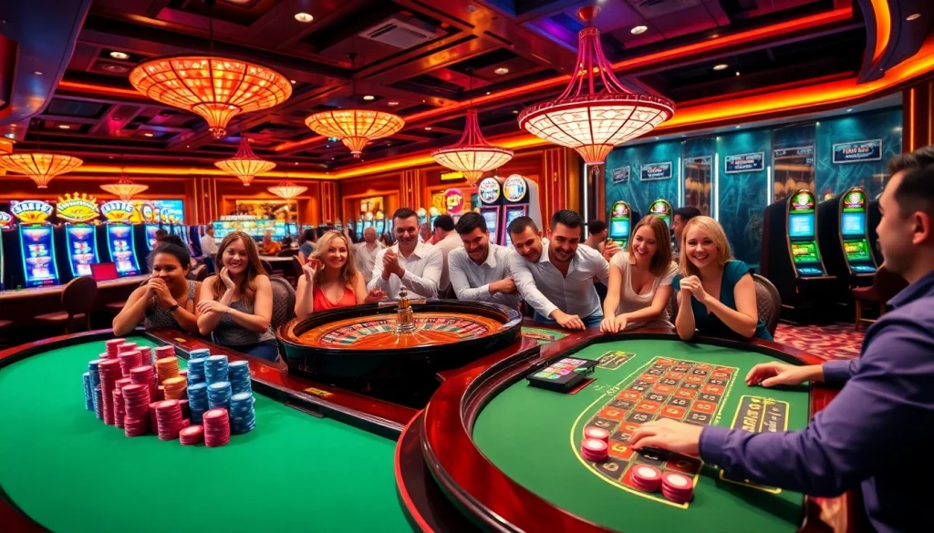 Experience the thrill of gambling at 789f com with vibrant casino tables and excited players.