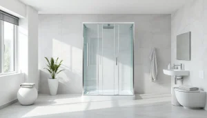 Admire the stylish sirhona cabine de douche in a contemporary bathroom setting with elegant features.