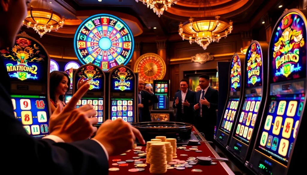 Experience the excitement of Mahjong Ways 2 with vibrant slot machines and players.