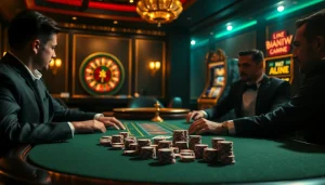 High-stakes poker scene featuring players analyzing ket qua bong da statistics on digital displays.
