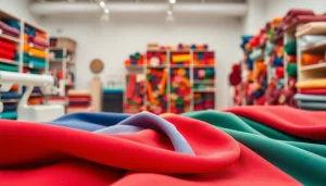 Sewing materials featuring stretch stoffen in vibrant colors for creative projects.