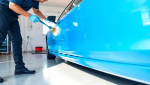 Applying salt protection ceramic coating to a car, demonstrating top-tier vehicle detailing.