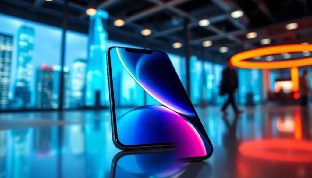 Captura del iPhone 17 Pro Max destacando su diseño y pantalla vibrante en un ambiente moderno.