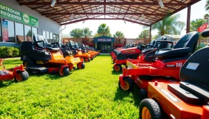 Browse high-quality zero turn mowers for sale, showcasing vibrant designs and features on a lush green lawn.