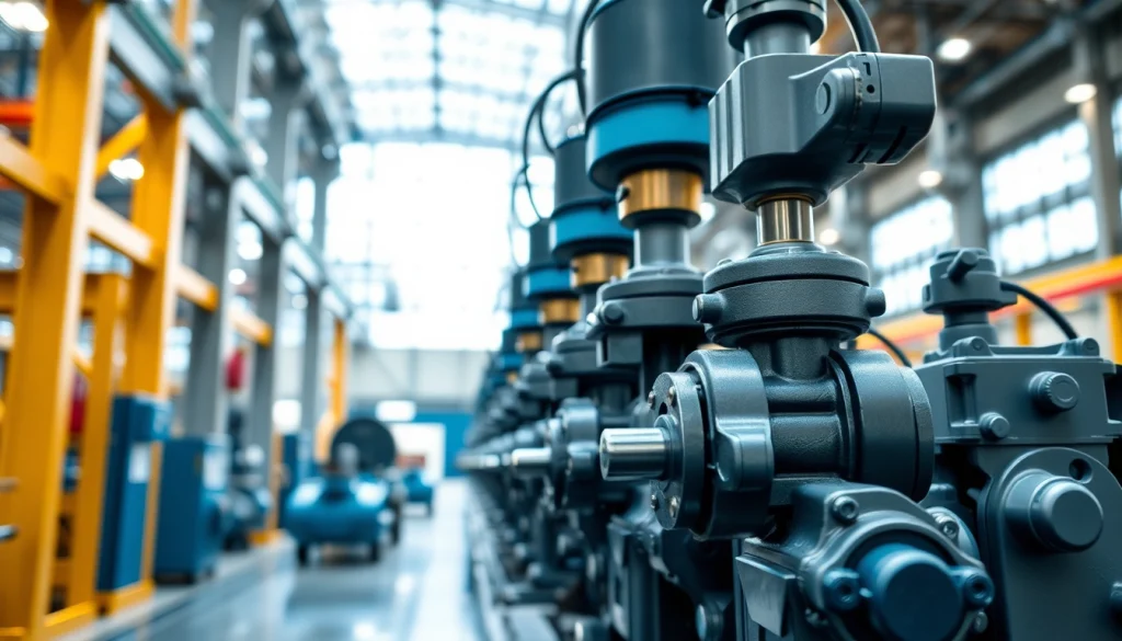 Fluid power systems showcased through detailed hydraulic equipment in an industrial setting.