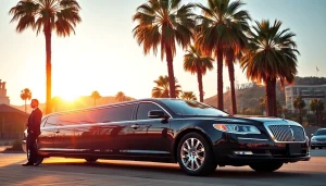 Los Angeles Limo in a luxurious setting with a professional chauffeur and iconic city backdrop.