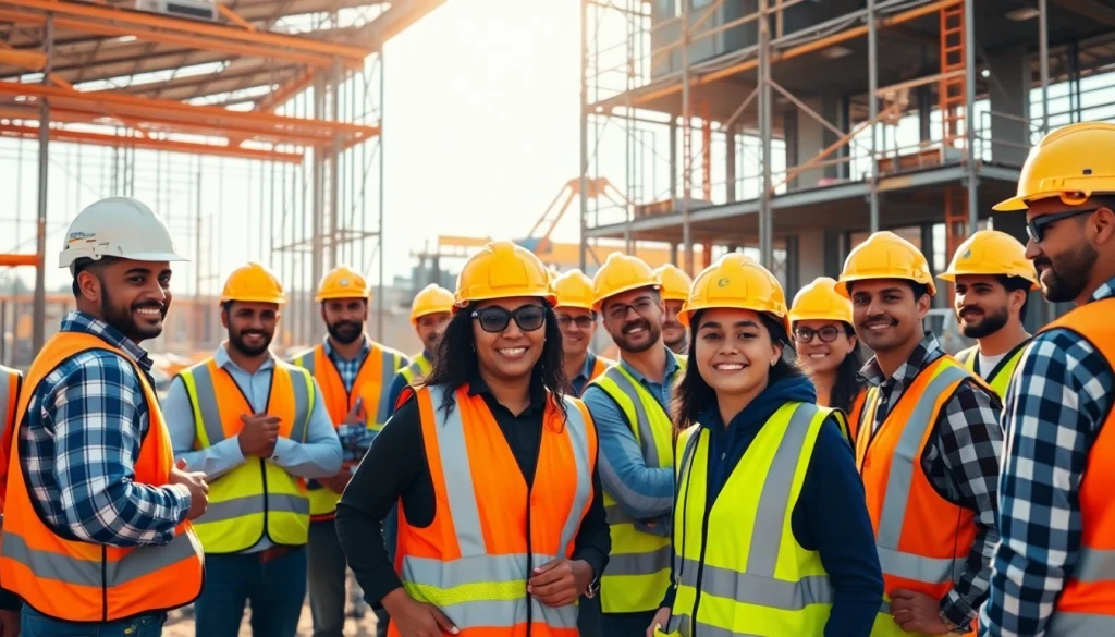 Construction workforce development training session with diverse participants actively engaged.