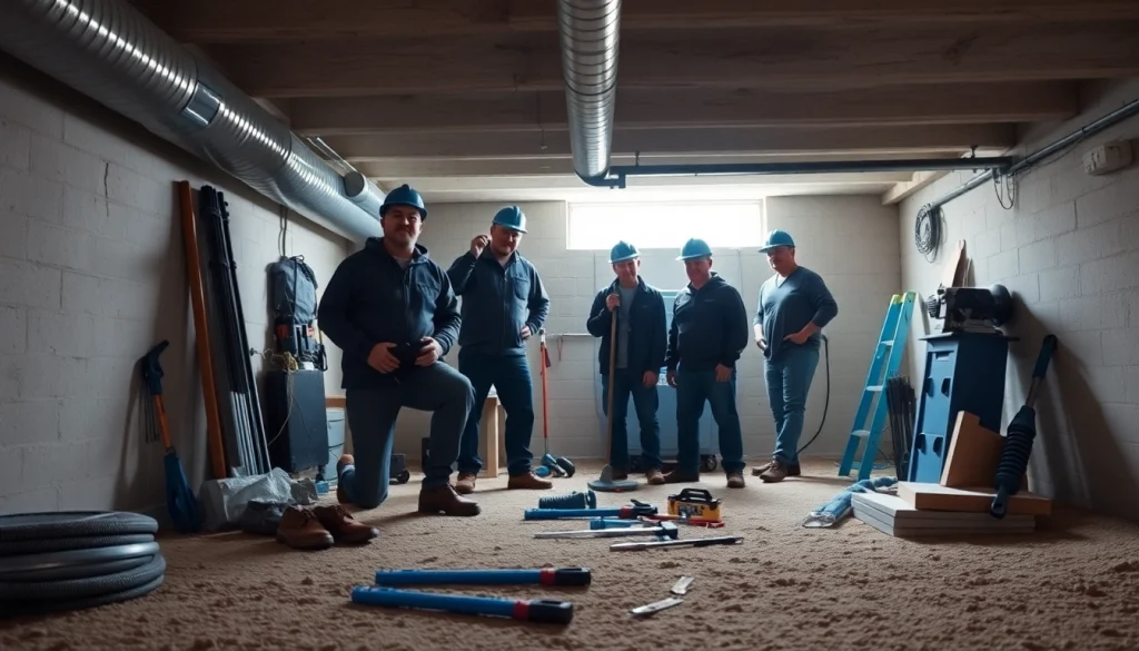 Crawl Space Restoration process with experts inspecting and repairing an area.