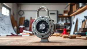 Der Freelock Mechanismus in Detailansicht mit modernem Workshop-Hintergrund.