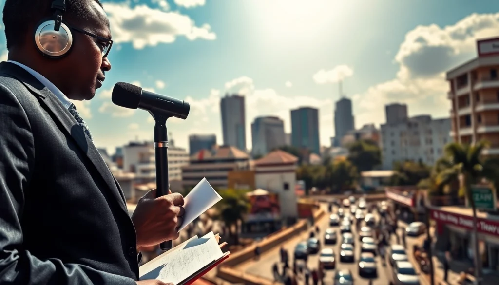 Reporting on the latest Kenya News in a vibrant Kenyan setting with dynamic energy.