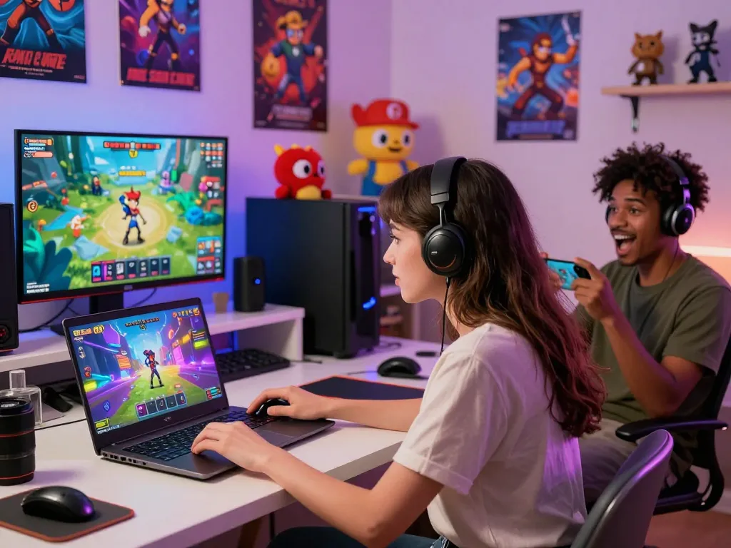 Engaging scene of players enjoying free sex games on various devices, showcasing vibrant graphics and immersive gameplay.