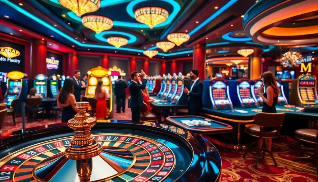 Vivez une action à enjeux élevés au meilleur casino en ligne avec une élégante roue de roulette et une atmosphère de jeu dynamique.