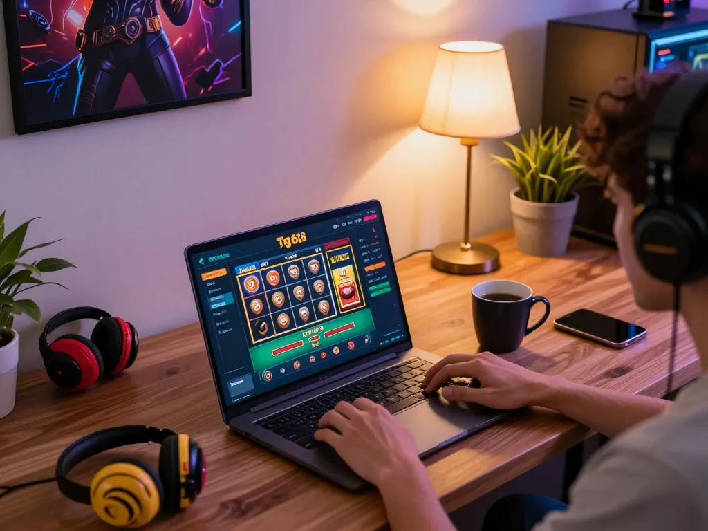 Engaging tg88 online gaming scene showcasing vibrant app interface and cozy atmosphere.