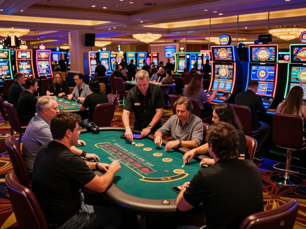 Players enjoying a sc88 blackjack game at a vibrant casino table with professional dealers and lively atmosphere