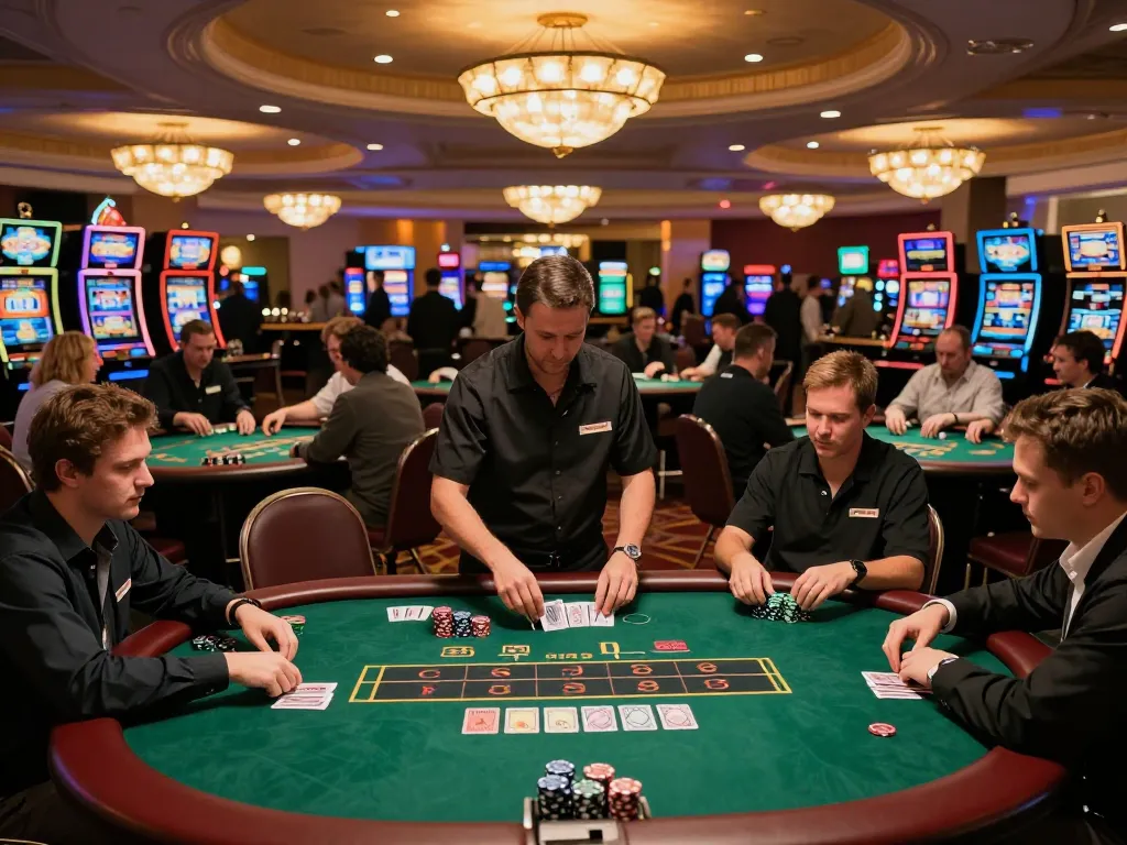 Players enjoying exciting poker gameplay at a KKWIN casino with vibrant atmosphere and professional dealers