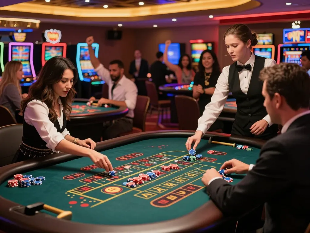 Casino gaming excitement with players betting on roulette tables at F168 venue.