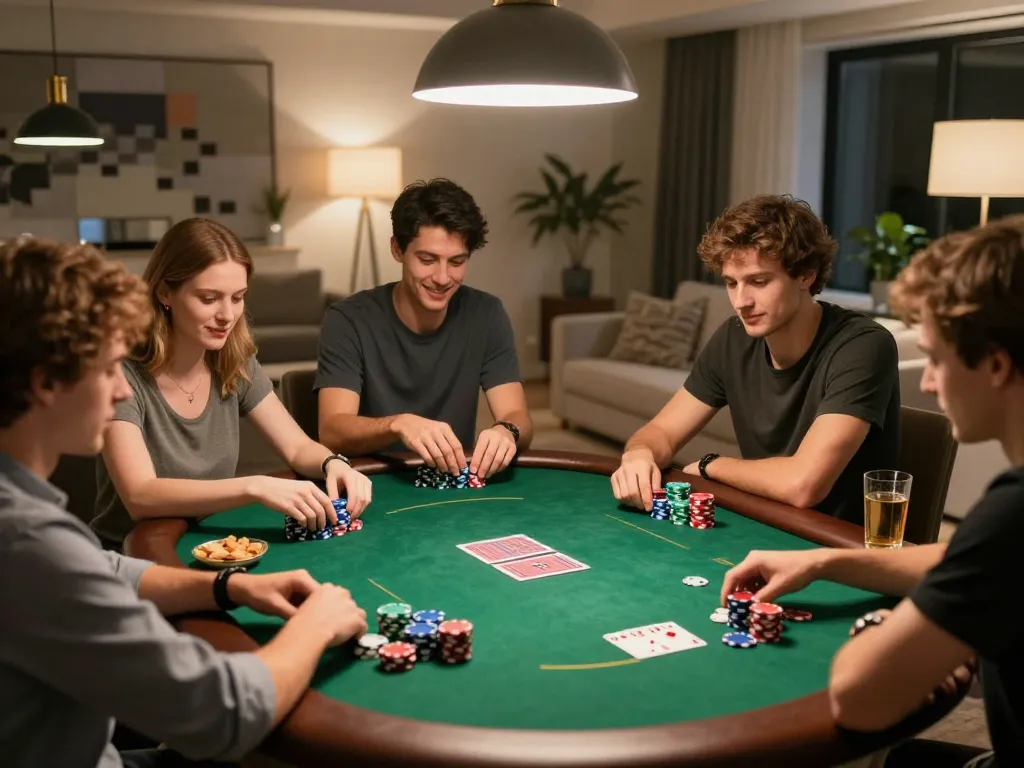 open88 players enjoying a friendly poker night with colorful chips and exciting gameplay atmosphere