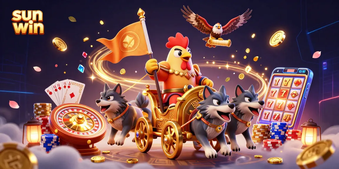 Experience sun win action with a vibrant 3D illustration of a casino-themed adventure.