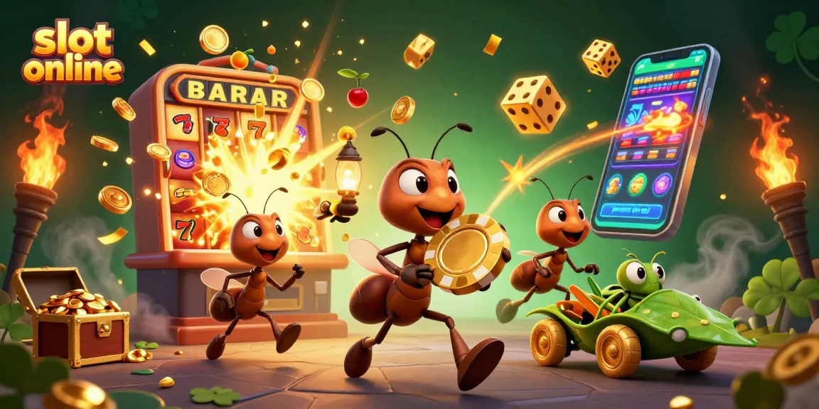 Slot online dengan tim 3D kartun mencari kemenangan menggunakan chip poker raksasa.