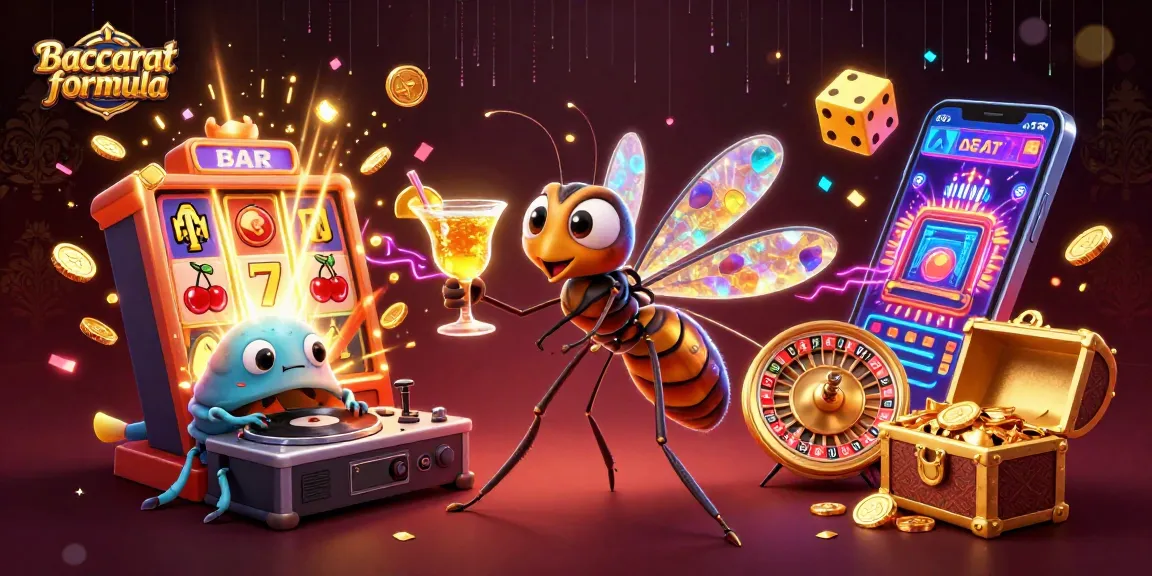 Experience the Baccarat formula with vibrant casino-themed 3D illustration, featuring unique characters and gaming elements.
