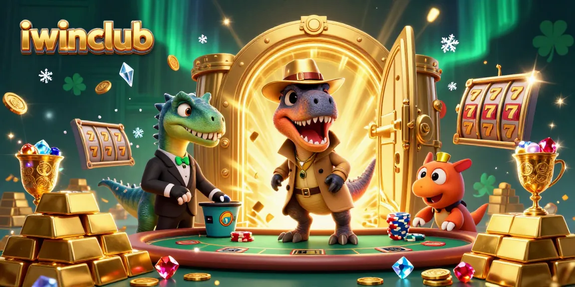 Engage with iwinclub at a thrilling blackjack table featuring a velociraptor card counter and treasures.